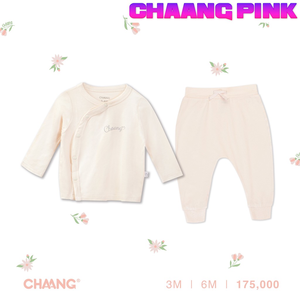 Bộ dài cúc chéo SUMMER hồng phấn, quần áo, phụ kiện, đồ sơ sinh Chaang cotton an toàn cho bé