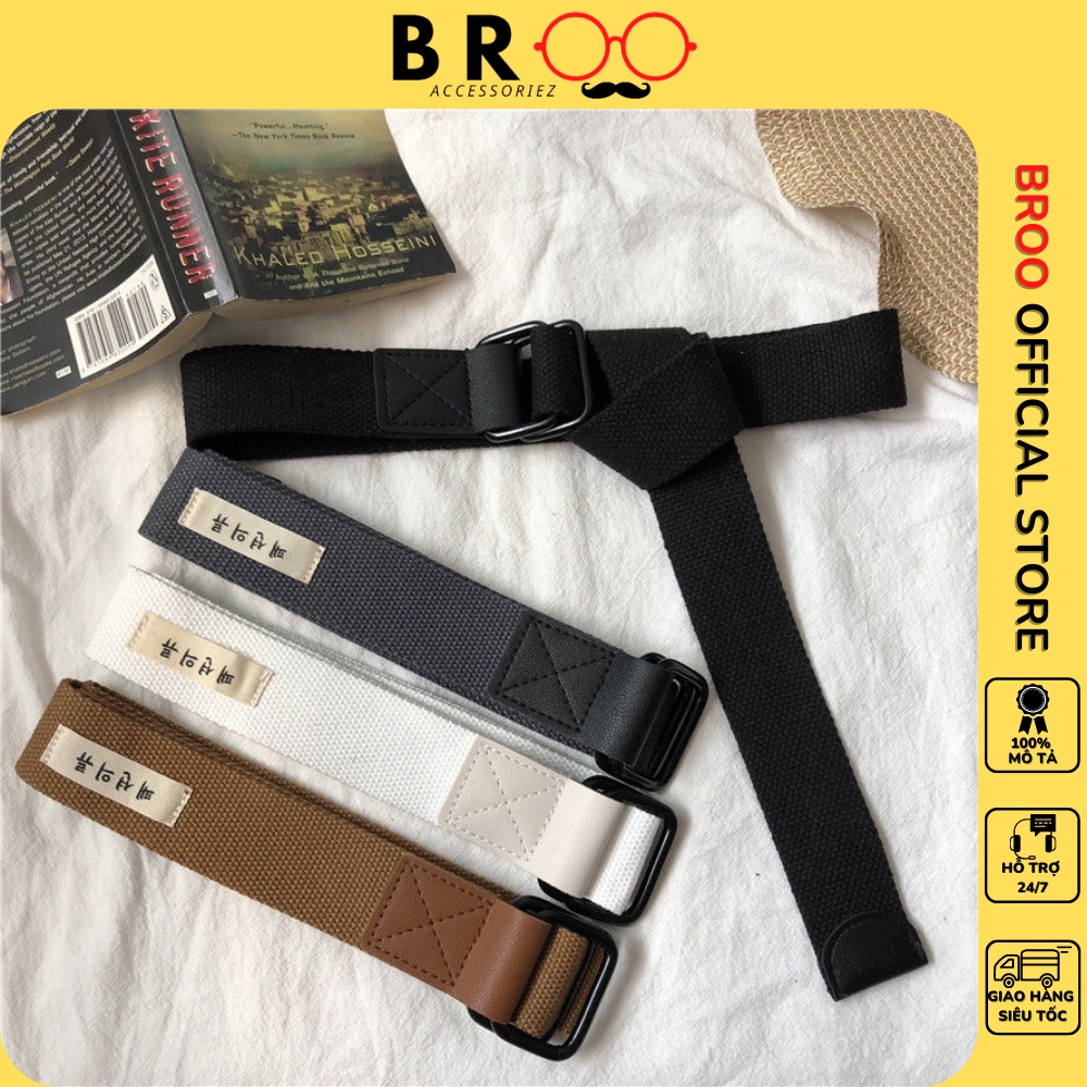 Thắt lưng vải canvas BROO tag Korea dây nịt dù ulzzang phong cách G-D Hàn Quốc cho nam nữ