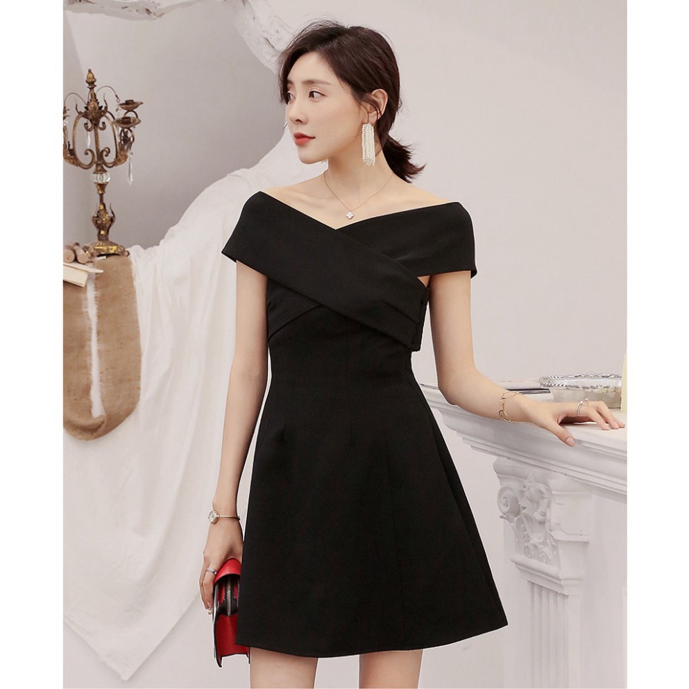 Đầm xòe trễ vai, Váy đen chất liệu Tuyết mưa cá tính phù hợp dự tiệc đi chơi dạo phố sang đẹp MN138 - Đầm Váy Mina - Hàn