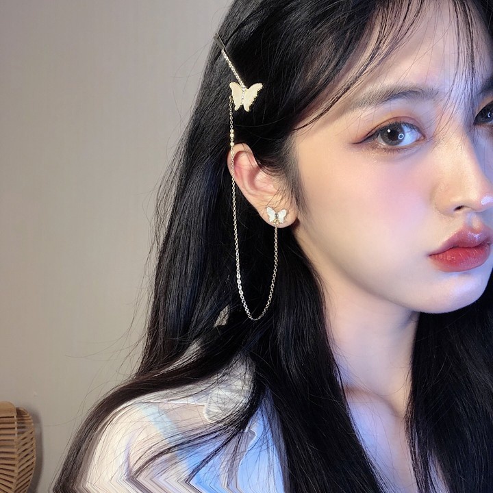 Kẹp Tóc Hình Bướm Đính Đá Lấp Lánh Phong Cách Hàn Quốc