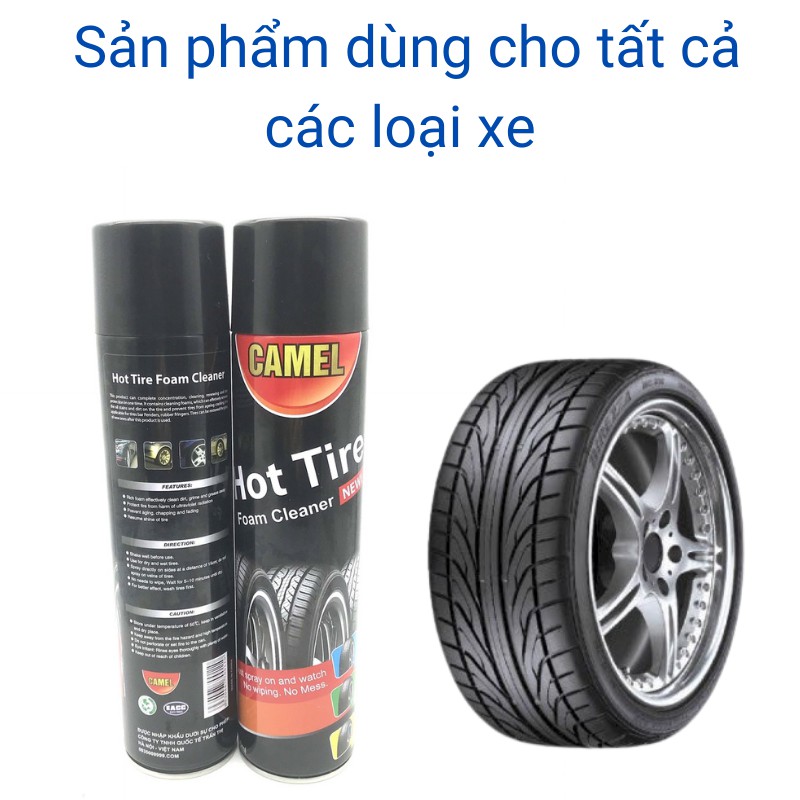 Xịt bóng lốp ô tô xe máy làm sạch dưỡng đen lốp hiệu quả của Camel Chai 650ml Mitauto