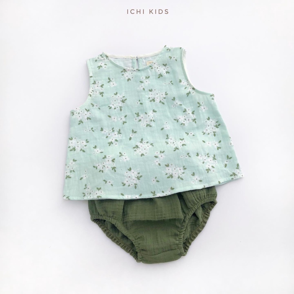 Bộ quần áo bé gái sơ sinh đến 2 tuổi vải muslin mềm mát