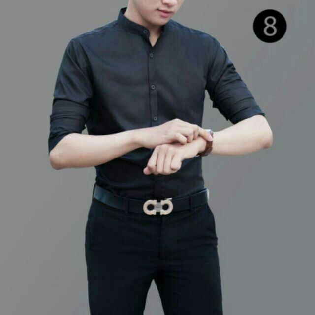 Áo sơ mi cổ tàu chất lụa S409 | BigBuy360 - bigbuy360.vn