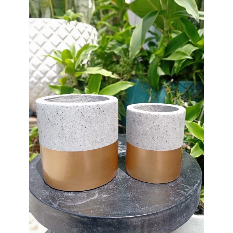 Chậu trụ xi măng sơn size để bàn