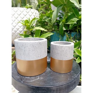 Chậu trụ xi măng sơn size để bàn