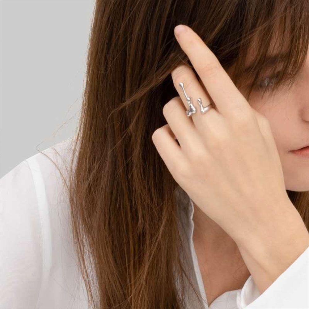 Nhẫn Hở Màu Trơn Kiểu Hàn Quốc Bất Đối Xứng 2Life Cá Tính Cho Cặp Đôi