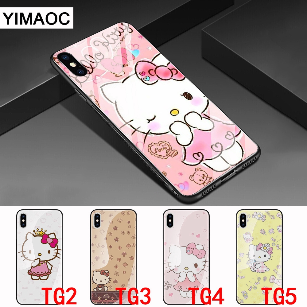 Ốp Điện Thoại Mặt Kính Hình Hellokitty Cho Huawei P20 P30 Lite Pro Honor 8x 9 10 Lite 67a