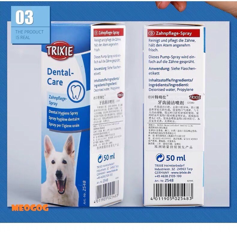 Xịt vệ sinh răng miệng TRIXIE Dental Care dành cho chó mèo 50ml