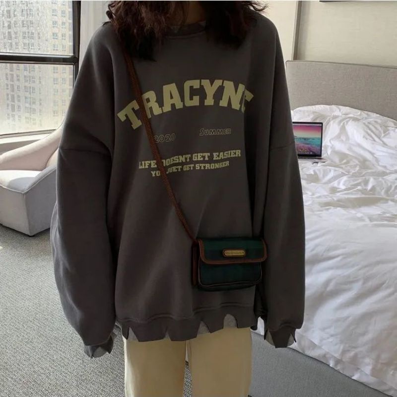 (ORDER) Áo sweater nỉ ulzzang in chữ form rộng các màu phối viền sóng mix màu có size | BigBuy360 - bigbuy360.vn