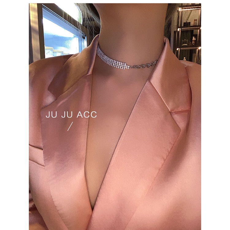 [Đẹp Hơn Hình] Dây Chuyền Hợp Kim 4 Hàng Đá Phối Xích Siêu Đẹp Mainia Shop