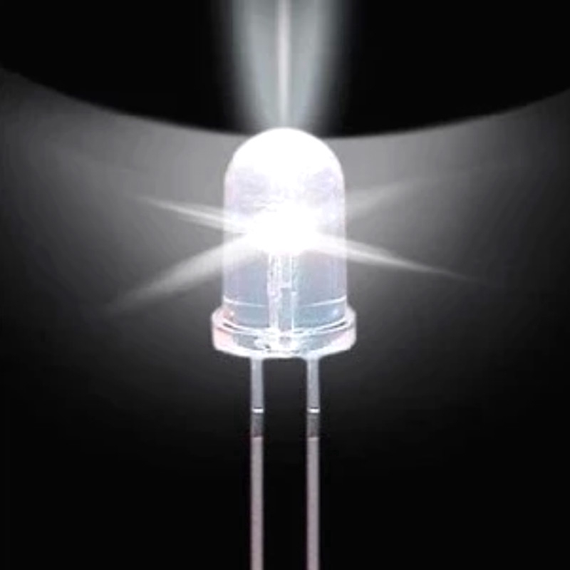 Bộ 50 bóng LED trắng F5 5mm hình tròn trong suốt siêu sáng