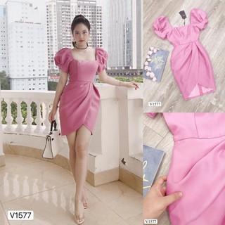 Đầm body 💗 Đẹp DVC ❤️ Đầm hồng tay bồng V1577