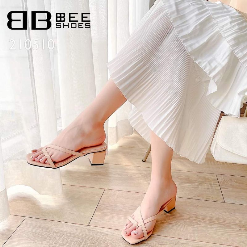 Giày sandal nữ xỏ ngón cao 3cm thời trang quai mảnh gót vuông cách điệu - LATYS