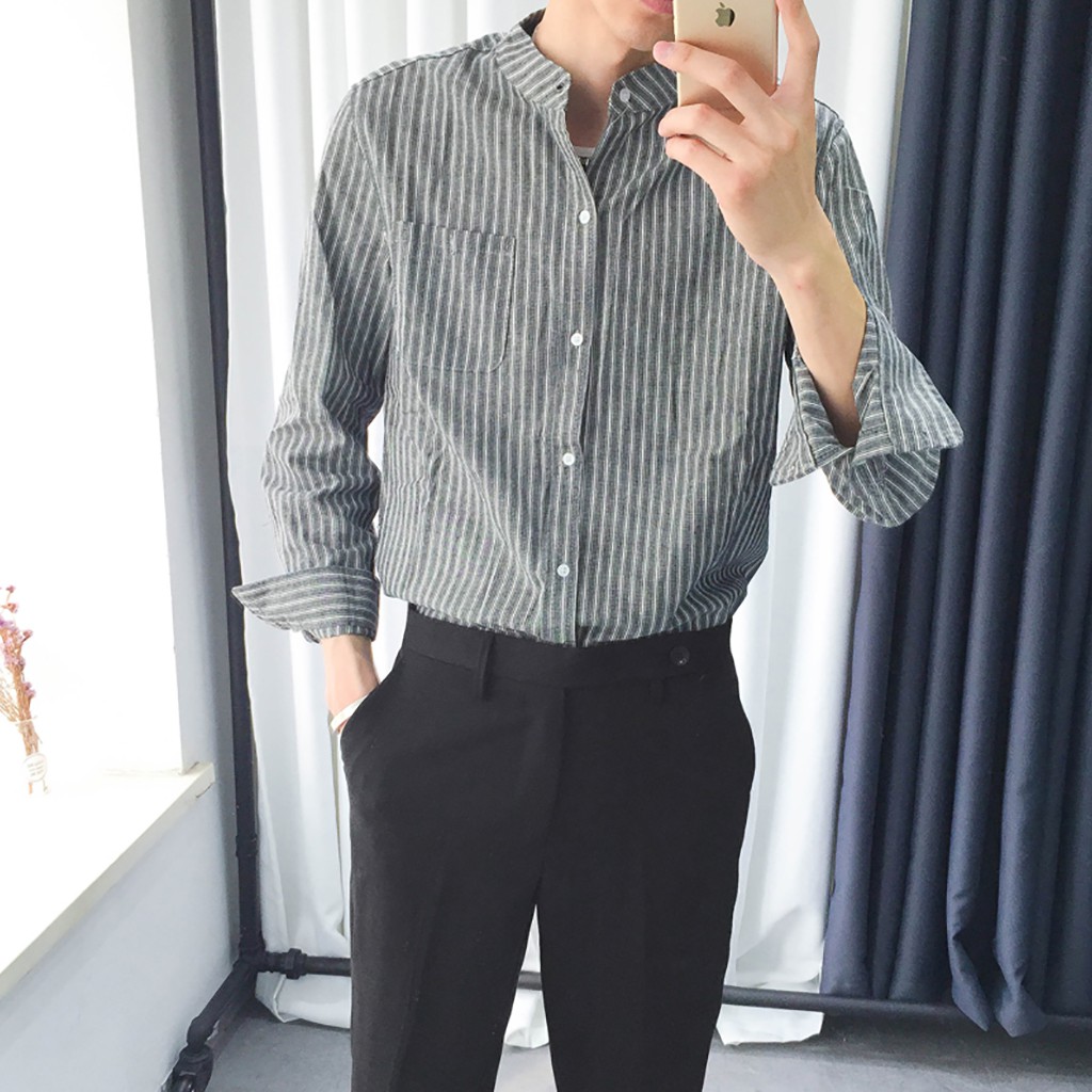 Áo Sơ Mi Dài Tay Sọc Caro Nam Nữ