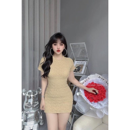 đầm body xốp ngắn tay - carotshop - freesize dưới 52kg | BigBuy360 - bigbuy360.vn