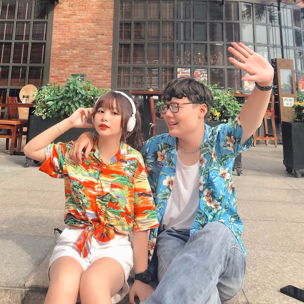 Usthebasic - Áo sơ mi Hawaii Tropical Print Shirt
