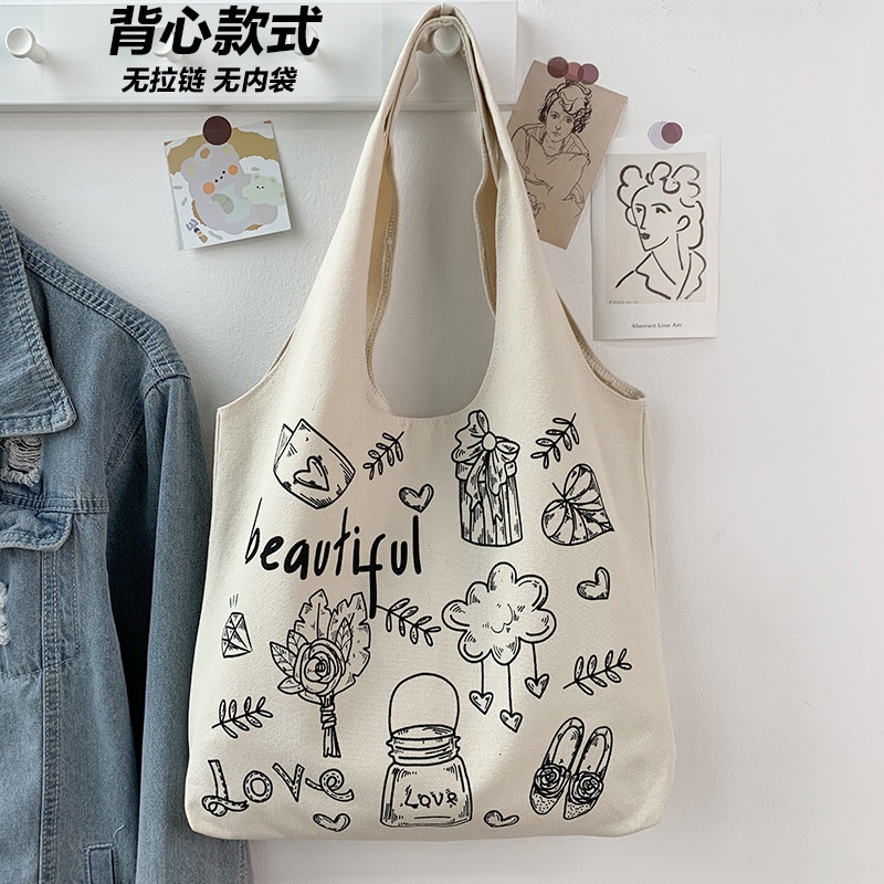 Túi tote đeo chéo, đeo vai vải canvas giá rẻ đi học đi chơi nghộ nghĩnh Superbag668 282
