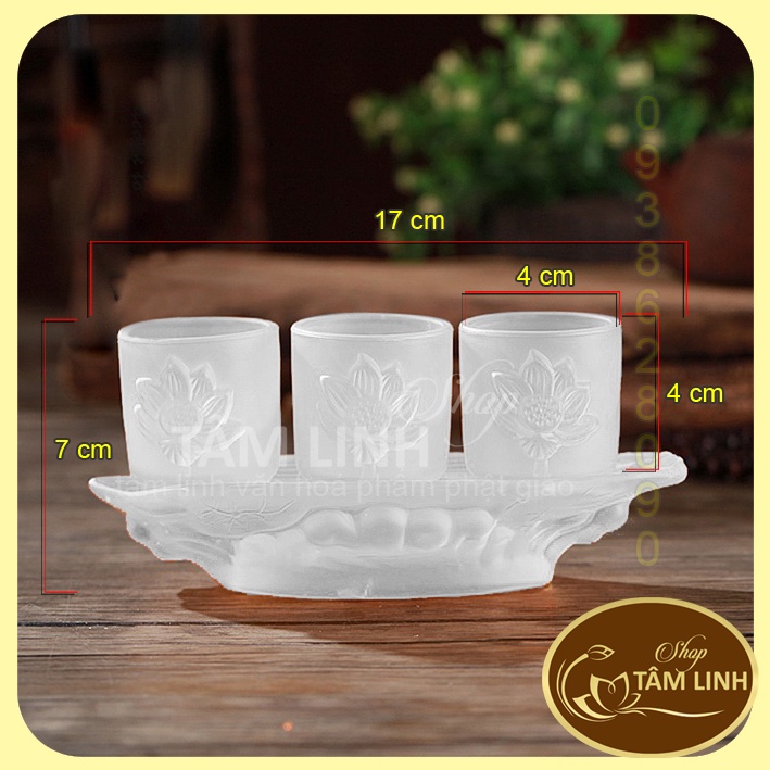 Án Ba Ly Nước Thờ Cúng Lưu Ly Trắng