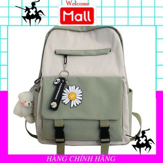 Balo thời trang chống thấm hoa cúc siêu xinh cho bạn nữ kèm móc gấu