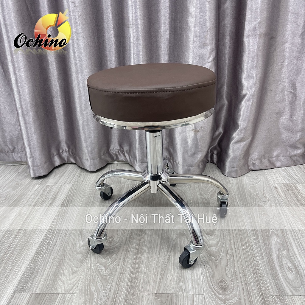 Ghế Xoay Spa Mẫu Tròn Trơn Sang Chảnh Nâng Hạ 40-55Cm Và Xoay 360 Dành Cho Thẩm Mỹ Viện Phun Xăm, Quán Nail ( Ảnh Thật)