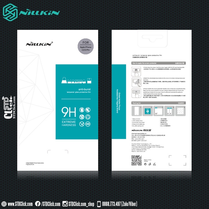 KÍNH CƯỜNG LỰC IPHONE 13 - 13 PRO NILLKIN AMAZING H CHÍNH HÃNG