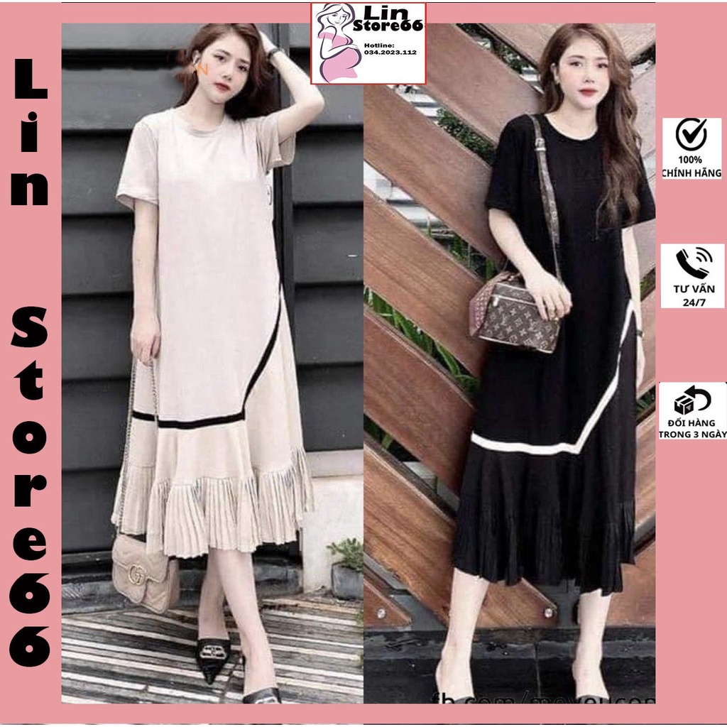 Váy Bầu Mùa Hè.Đầm Bầu Thiết Kế Thời Trang Chất Cotton Dáng Xuông Freesize Dưới 70kg Lin Store66