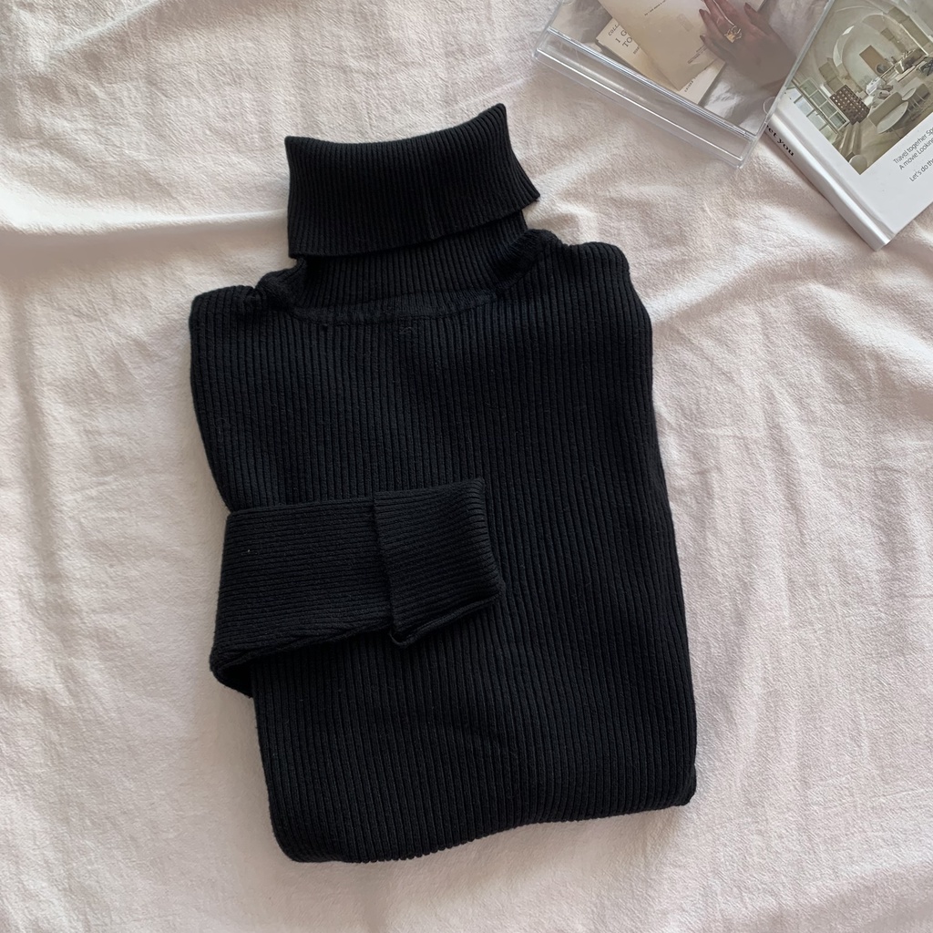 Áo len Pure Cube tay dài cổ lọ màu trơn thời trang thanh lịch cho nữ