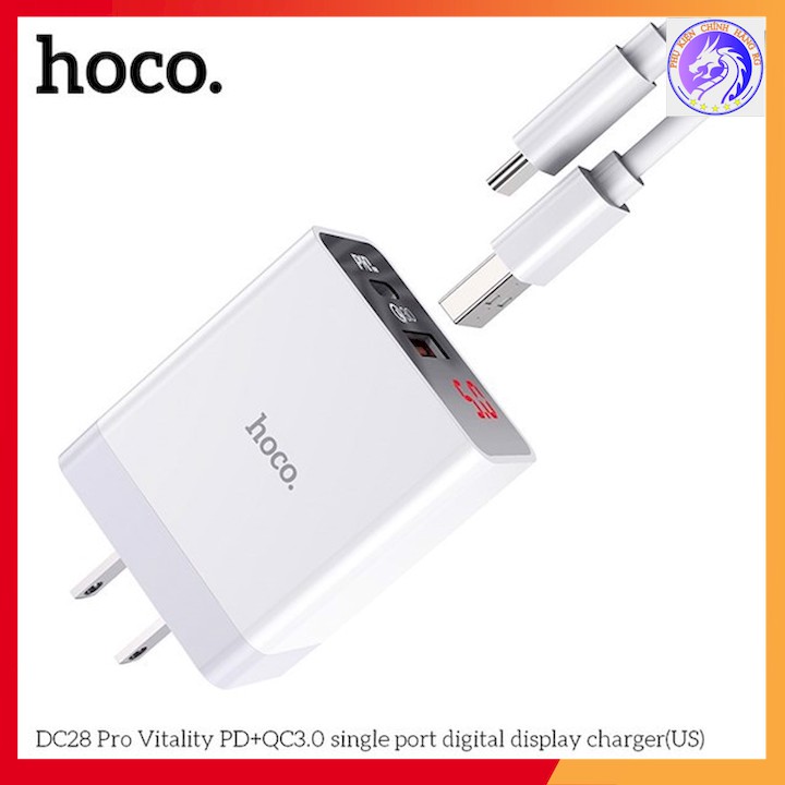 Cốc Sạc Nhanh 18W Hoco DC28 Pro PD + QC 3.0 1USB+1 đầu Type C BH 12Tháng