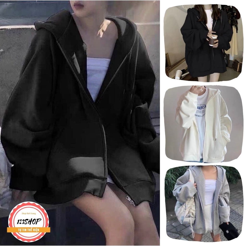 Áo KHOÁC Hoodie TRƠN 3 Màu Nam Nữ Ulzzang Unisex 123shop