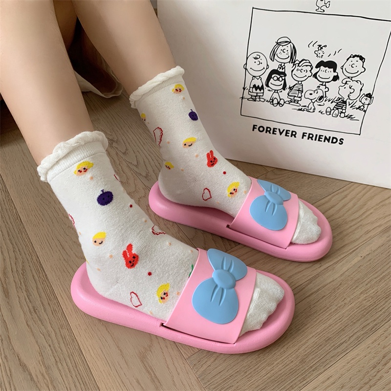 JY502- C3 NƠ BA MÀU- Dép quai ngang đế mềm NƠ TO nữ dễ thương êm chân bền chắc ma sát bám sàn tốt không trơn trượt