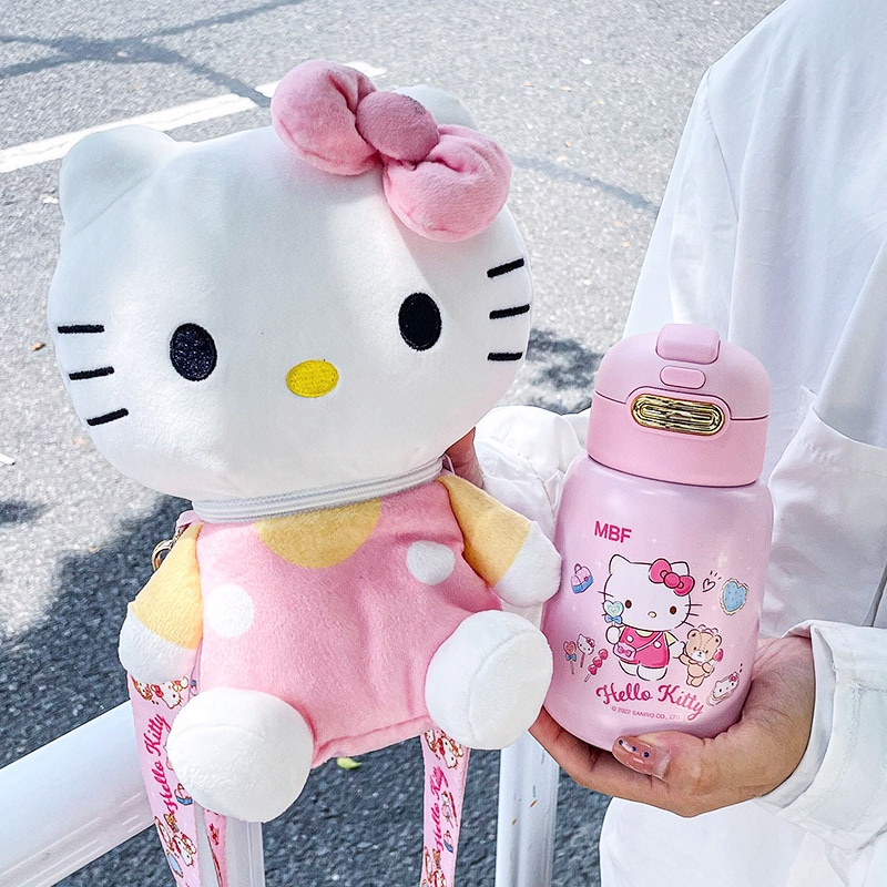 Bình Đựng Nước Hello Kitty 316 Cách Nhiệt Chống Rơi Vỡ Kèm Ống Hút Nhỏ Gọn Cho Học Sinh