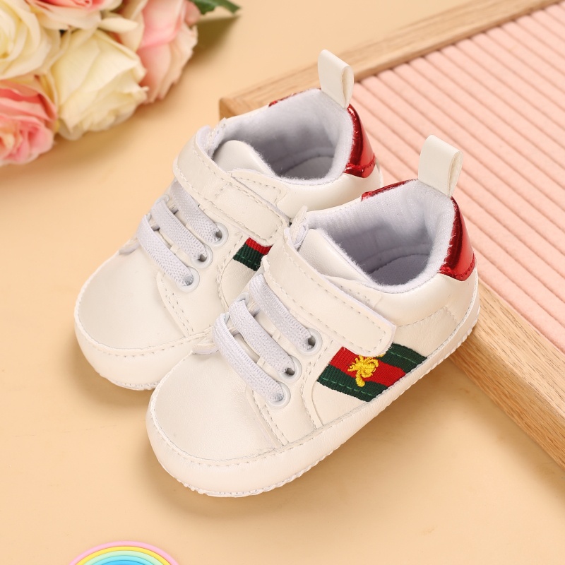 Giày Sneaker Da PU Đế Mềm Cột Dây Cho Bé Sơ Sinh 0-18 Tháng Tuổi