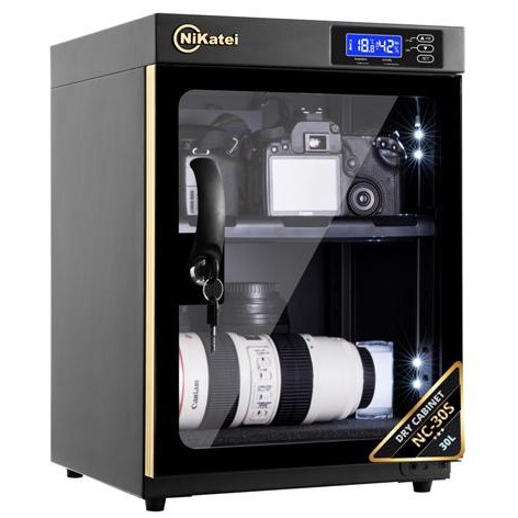 [Mau giao hàng] Tủ chống ẩm Nikatei NC-30S GOLD (30 lít) + Bộ vệ sinh máy ảnh 8 in 1