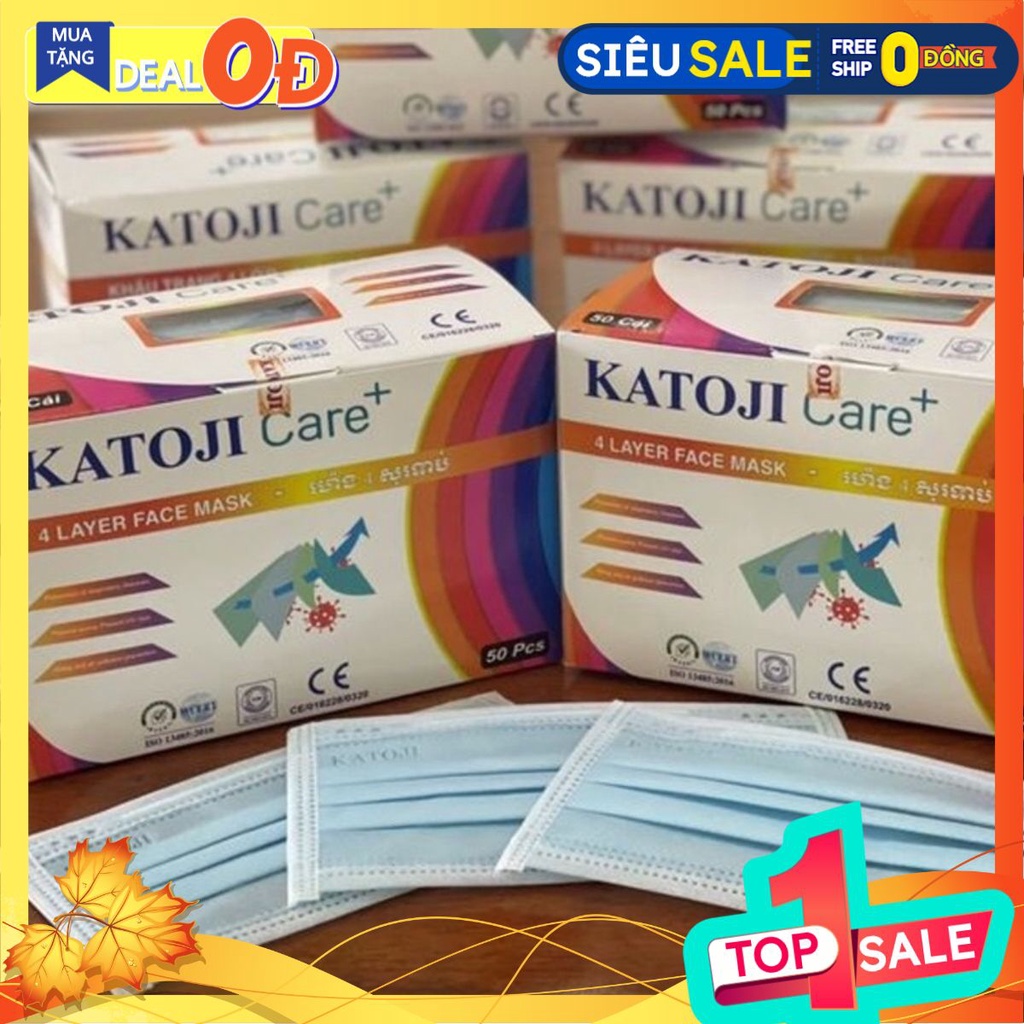 [HỘP] KHẨU TRANG Y TẾ KHÁNG KHUẨN CAO CẤP KATOJI (4 LỚP, HỘP 50 CÁI)