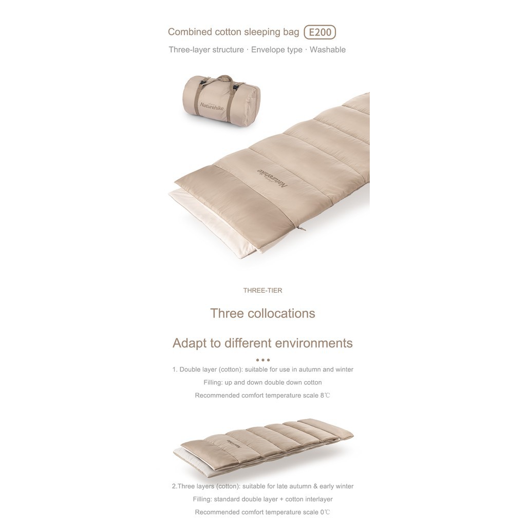 Túi ngủ cotton 3 lớp Glamping Naturehike NH20MSD01