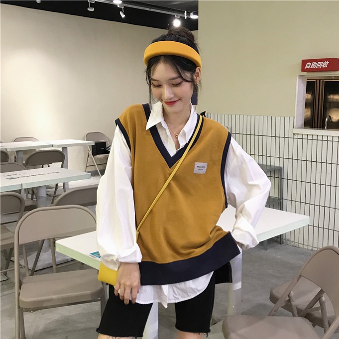 Xiaozhainv Áo sát nách cổ chữ V hoạ tiết thêu thiết kế dáng rộng hợp thời trang | BigBuy360 - bigbuy360.vn