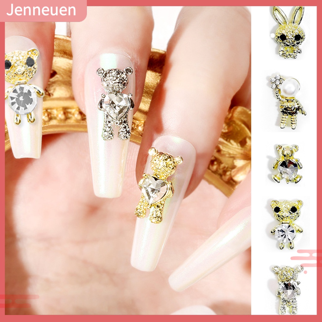 Bộ 10 Phụ Kiện Trang Trí Móng Tay Hình Gấu Bằng Hợp Kim DIY