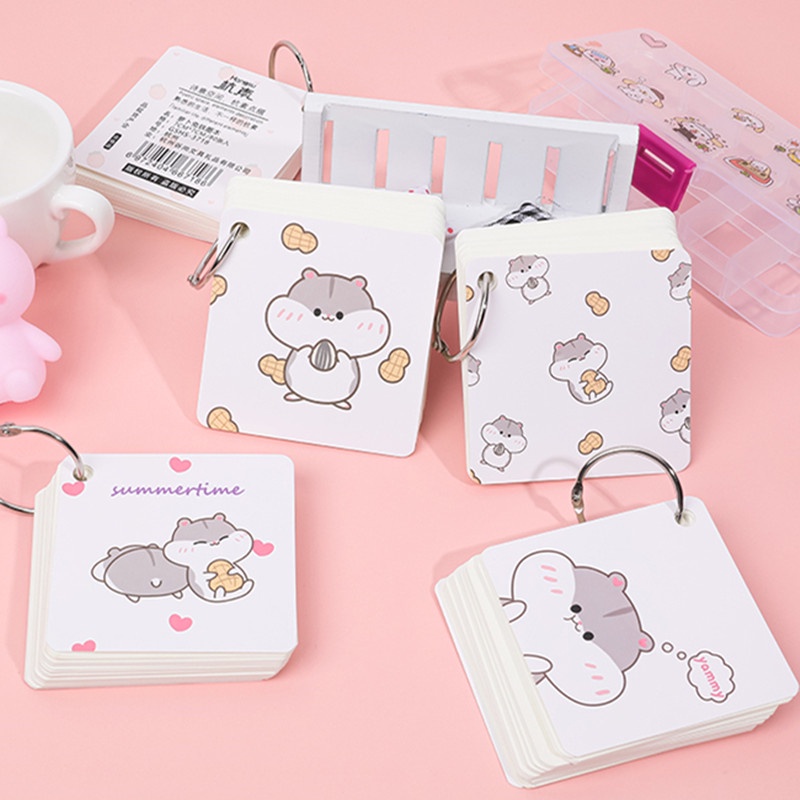 RUIXIANG Sổ Ghi Chú Mini Hình Tròn In Hoạt Hình Dễ Thương