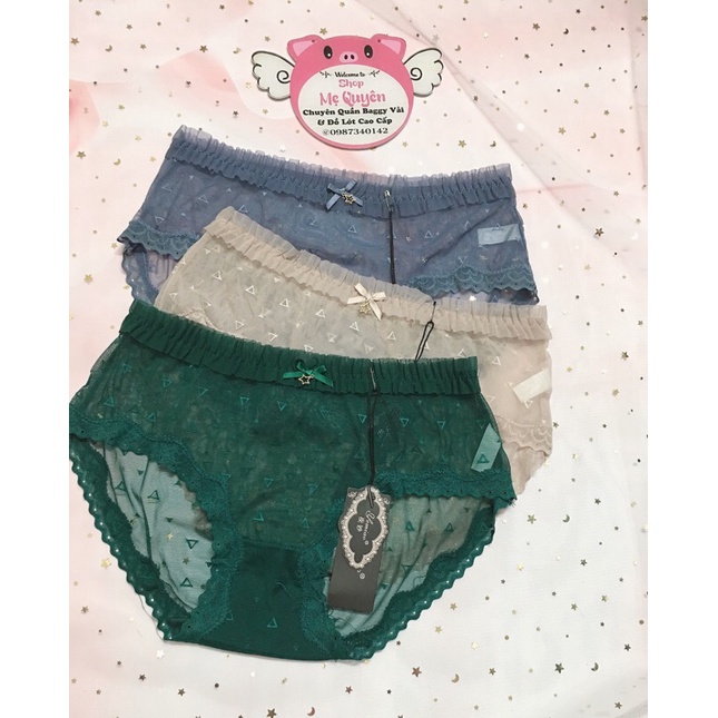 Quần lót ren nhún bèo- voan lưới xuyên thấu sexy gợi cảm- co dãn tốt &lt;65kg