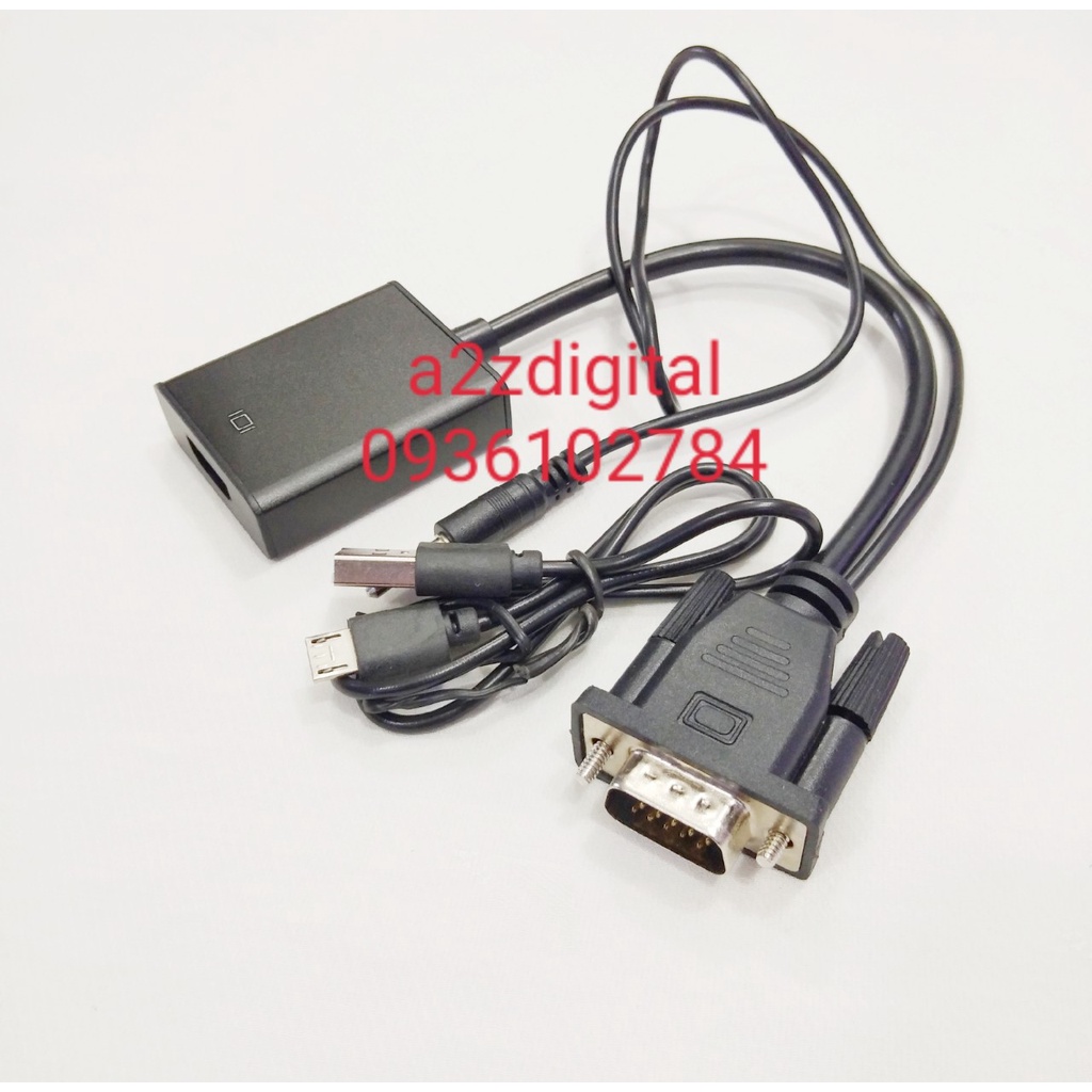 Bộ Cáp chuyển đổi tín hiệu từ VGA sang HDMI có âm thanh kèm theo cáp Micro USB