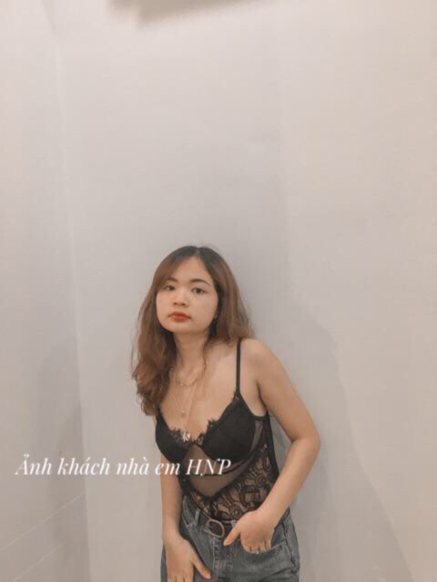 Bodysuit ren lưới sexy, không lót ngực (Ảnh thật)