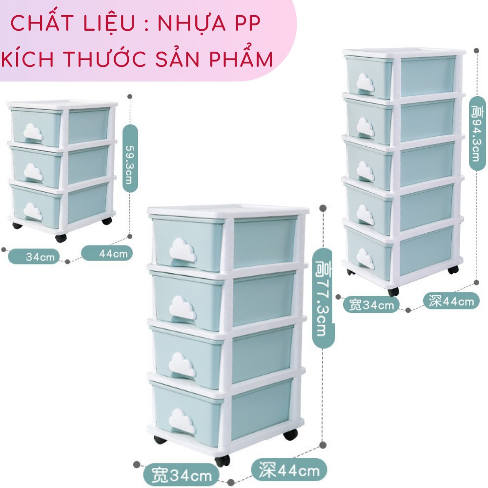 Tủ nhựa cho bé đựng quần áo giày dép đồ chơi mỹ phẩm 3 4 5 ngăn tủ để đầu giường cho mẹ & bé chính hãng Yeya