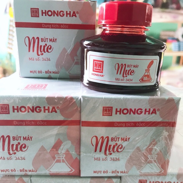 Mực viết máy hồng hà màu đỏ