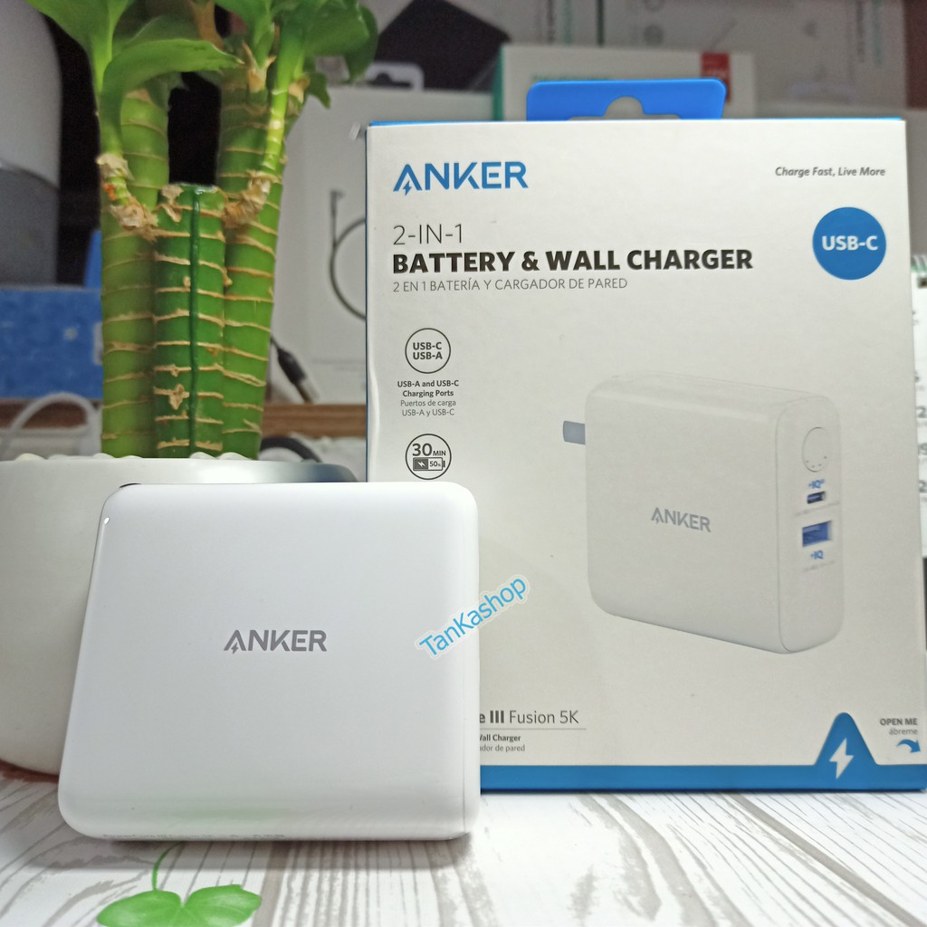 Củ Sạc Kiêm Pin Dự Phòng Anker Fusion III A1624 - 5000mAh - Sạc Nhanh PD 18W - Usb 12W