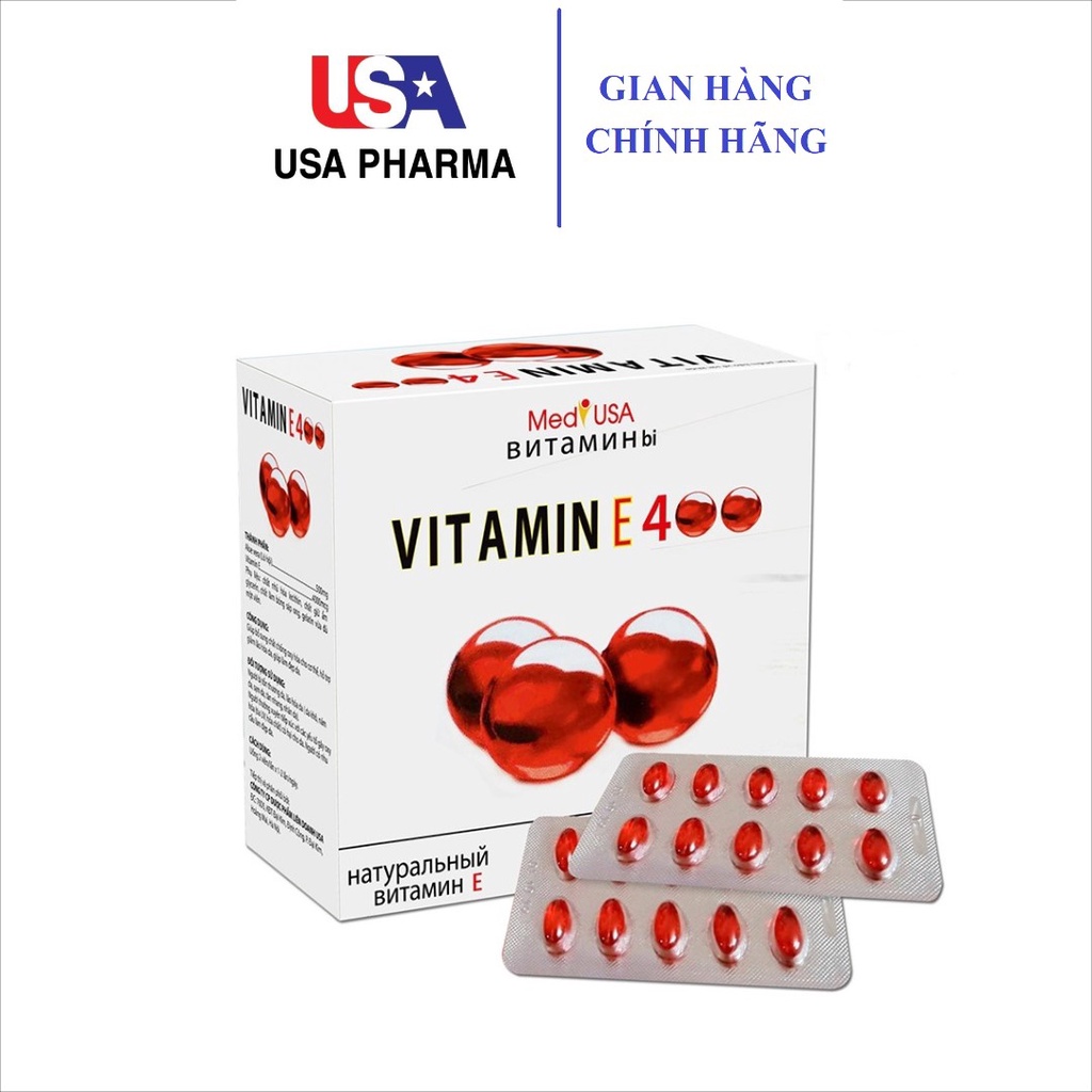 Viên uống đẹp da Vitamin E400 E Đỏ 4000mcg, Aloe vera 500mg - Hộp 100 viên