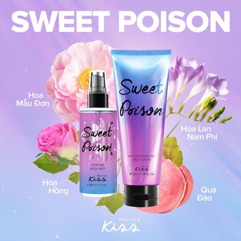 Xịt Thơm Toàn Thân Hương Nước Hoa Malissa Kiss - Hương Sweet Poison 88ml