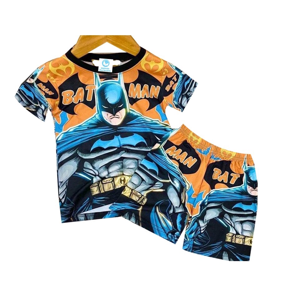 Bộ quần áo bé trai hình in siêu nhân 3d cá tính chất vải sill lạnh cho bé từ 10kg đến 30kg-Hoàng Nam Kids