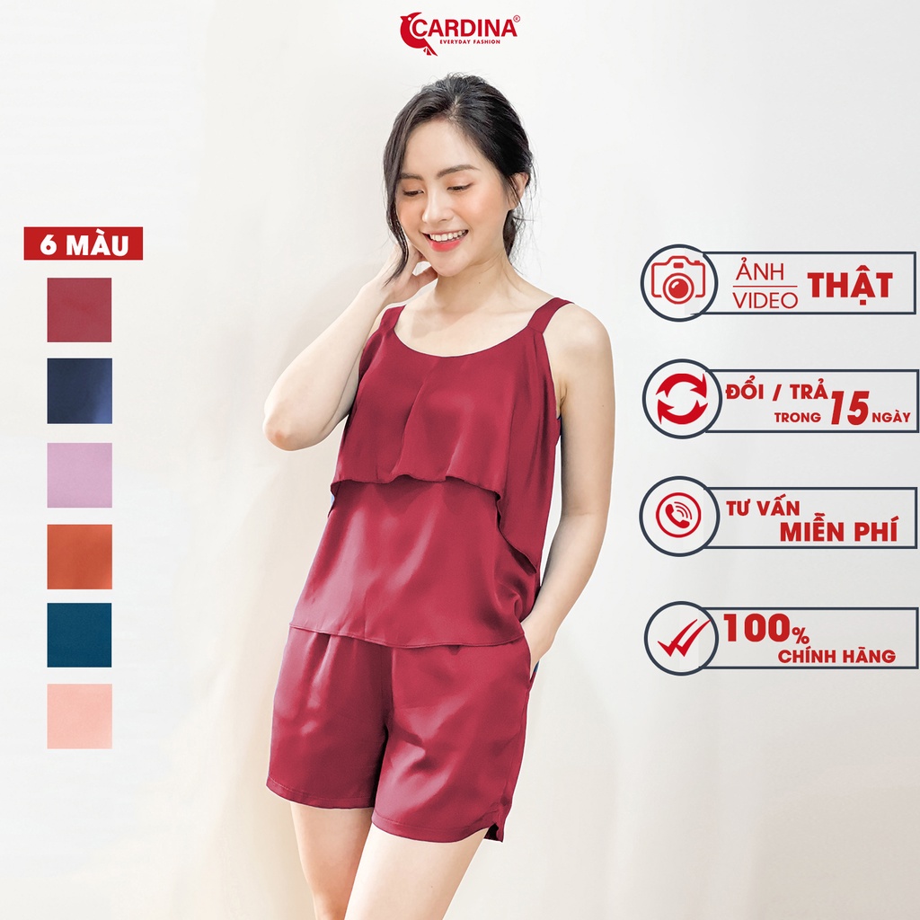 Đồ Bộ Nữ 𝐂𝐀𝐑𝐃𝐈𝐍𝐀 Chất Lụa Satin Nhật Cao Cấp Quần Đùi Áo Hai Dây Mềm Mại Quyến Rũ 2SF19