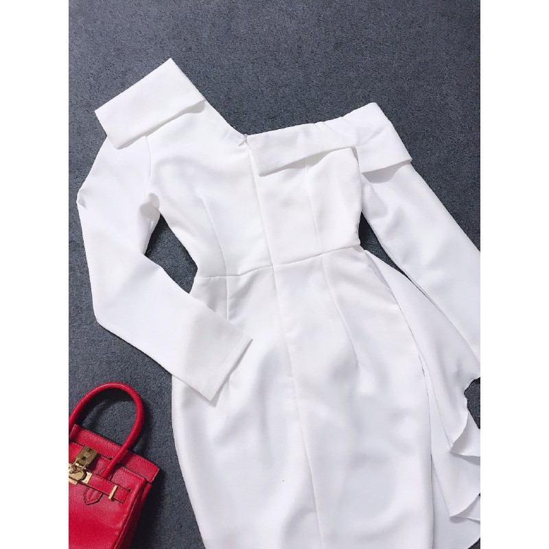 [ xả kho ] MiD Đầm kate Nhật trắng tinh khôi V1292 hở lệch vai Mie Design kèm ảnh thật