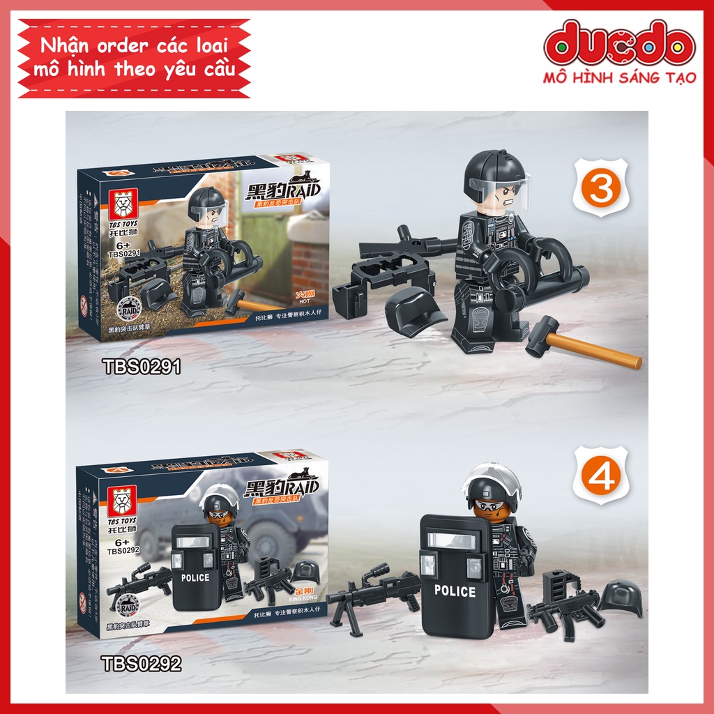 Biệt đội 6 lính cảnh sát SWAT báo đen - Đồ chơi Lắp ghép Xếp hình Mini Minifigures Army TBS 89-94 Mô hình